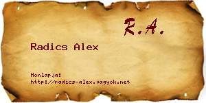 Radics Alex névjegykártya