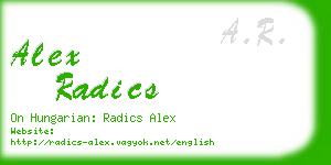 alex radics business card